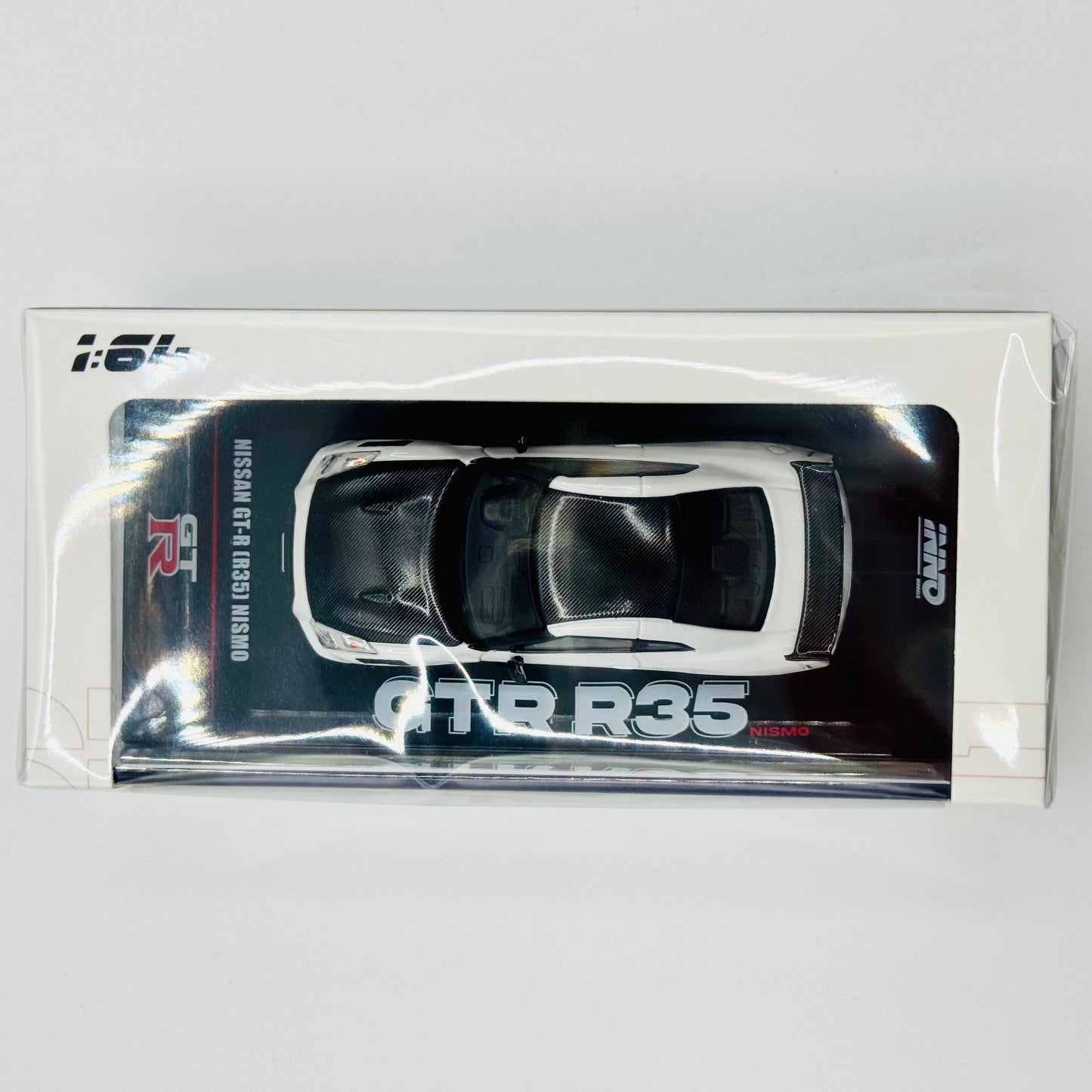 Top packaging of Inno64 Nissan GT-R R35 Nismo White diecast