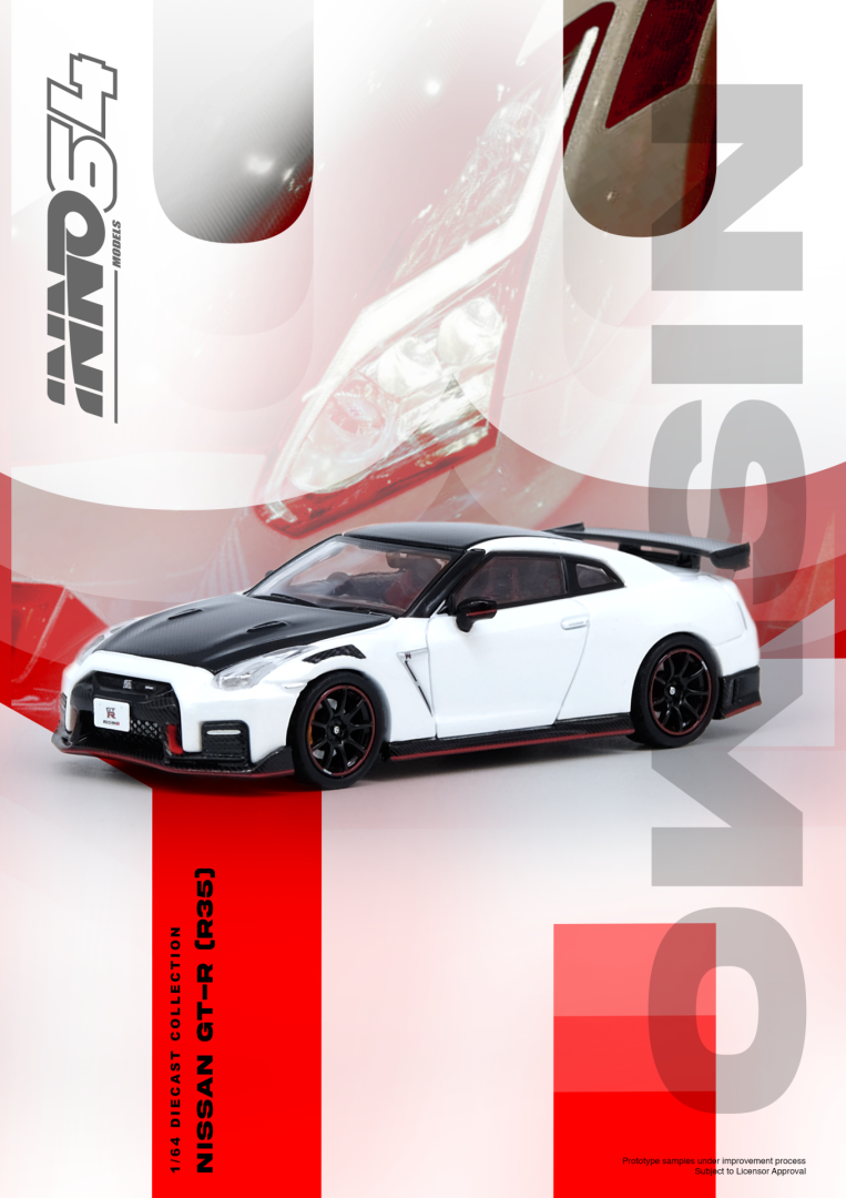 Side profile of Inno64 Nissan GT-R R35 Nismo White