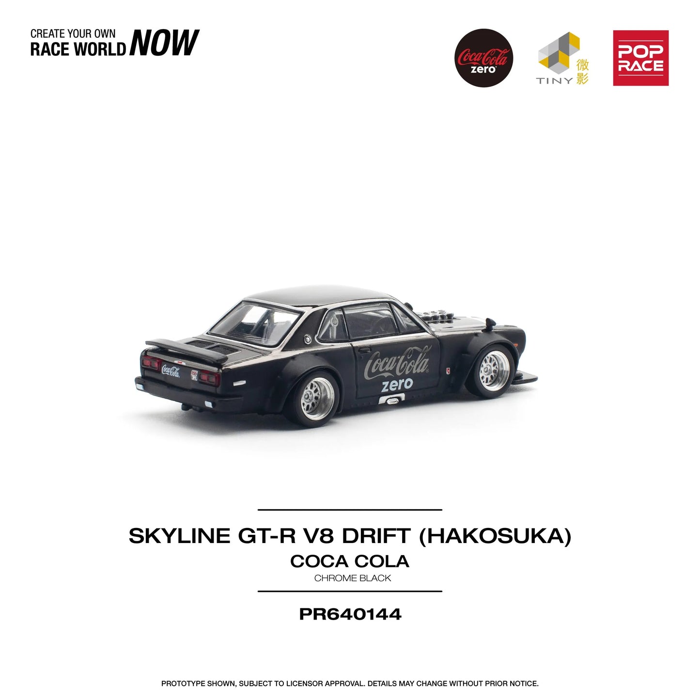 Rear view of Hakosuka Skyline GT-R V8 Coca-Cola edition by Pop Race and TINY unboxed