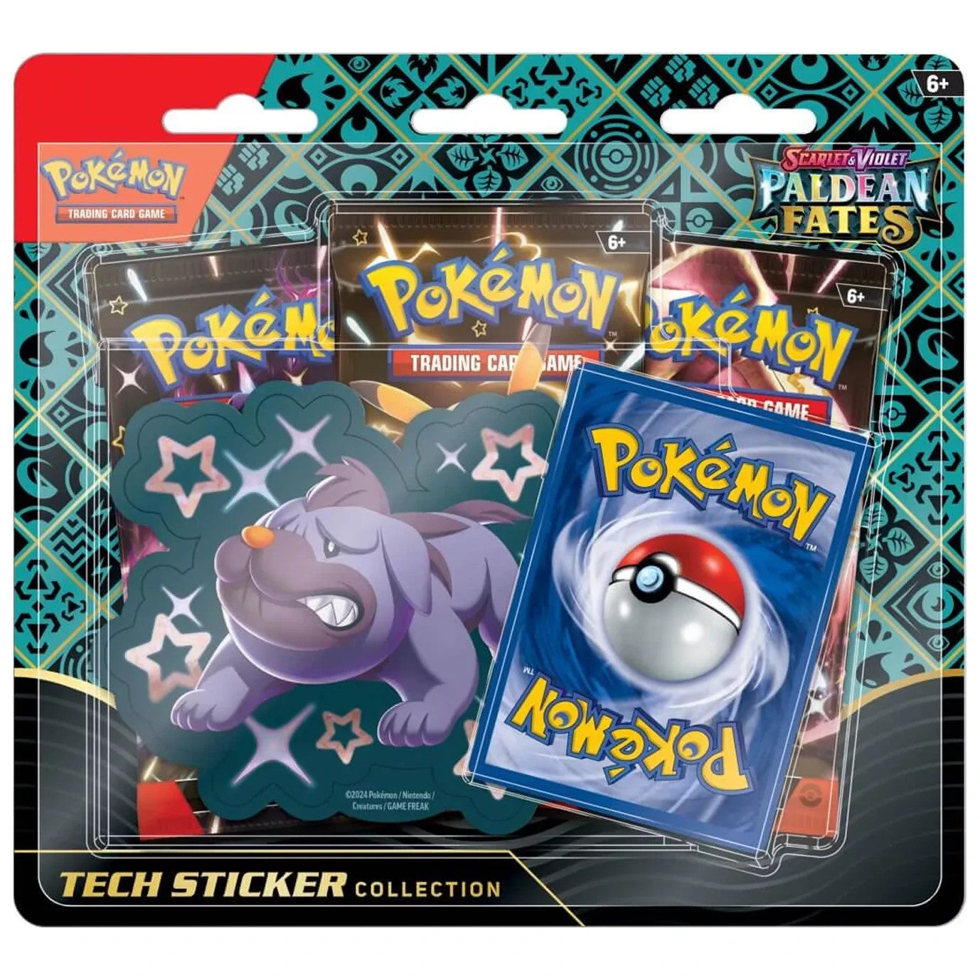 Front view of Pokémon TCG: Paldean Fates Tech Sticker Collection – Scarlet & Violet - Shiny Mischief
