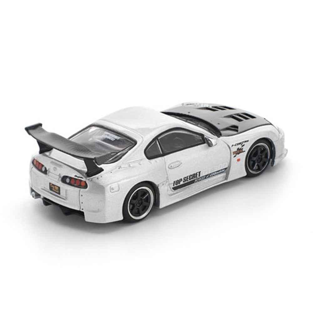 Pop Race 1:64 Top Secret Toyota Supra GT300 PR64-0324 silver diecast model rear view