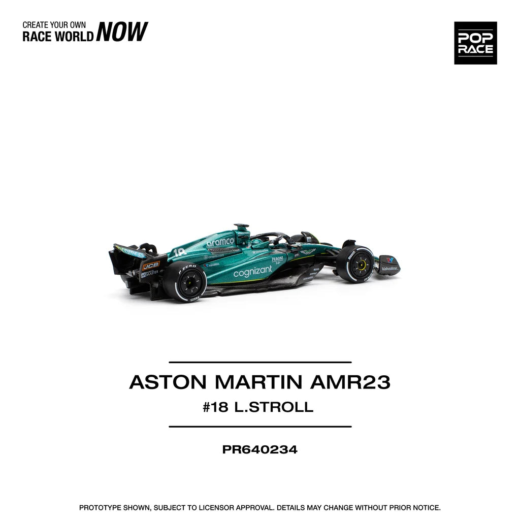 Pop Race Aston Martin AMR23 F1 #18 Lance Stroll 1:64 model detailed rear view