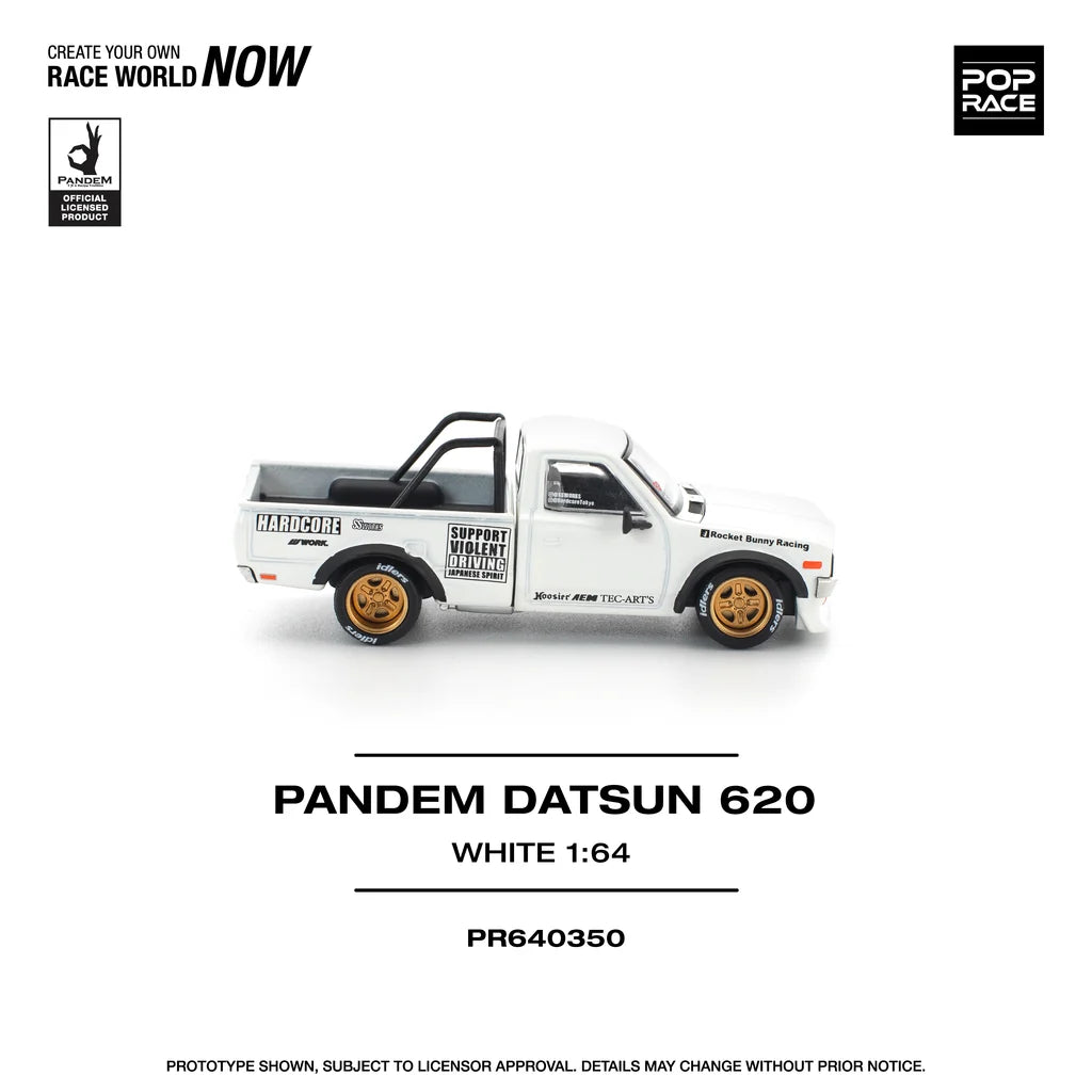 Pop Race Datsun 620 Pandem White 1:64 diecast model right side view