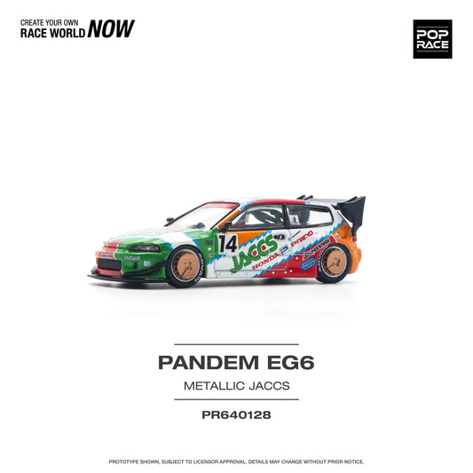 Front view of Honda Civic EG6 Pandem JACCS 1:64 diecast model by Pop Race