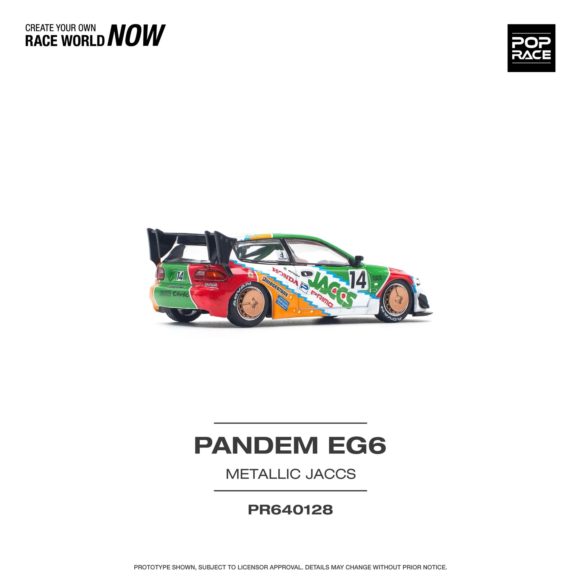 Rear view of Honda EG6 Pandem JACCS 1:64 scale diecast model by Pop Race