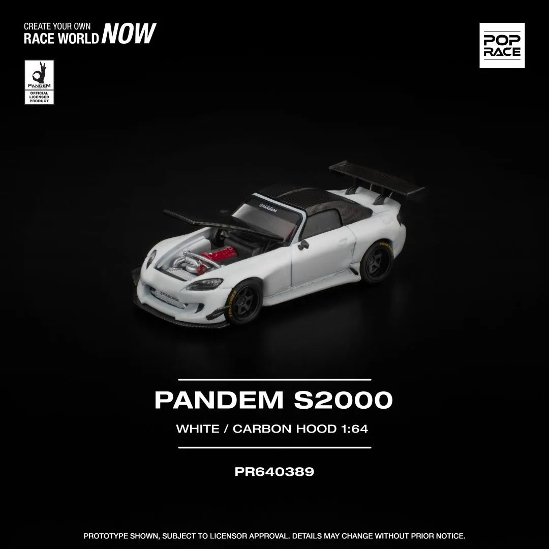 Pop Race Honda S2000 Pandem Soft Top White 1:64 diecast model front left angle