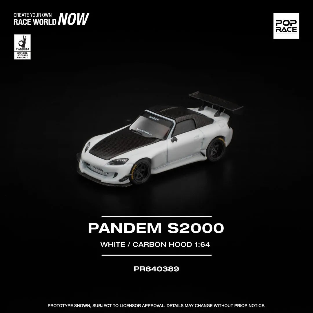 Pop Race Honda S2000 Pandem Soft Top White 1:64 diecast model front left angle