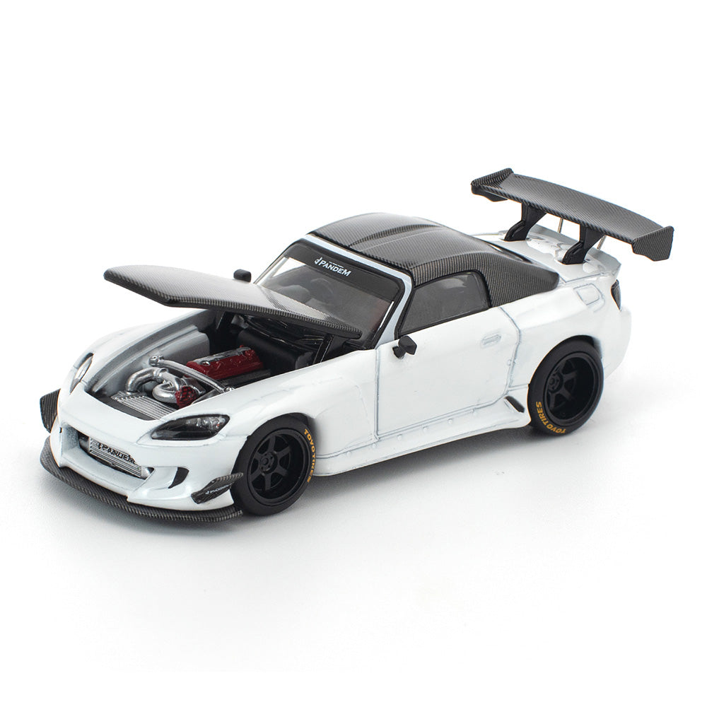 Pop Race Honda S2000 Pandem Soft Top White 1:64 diecast model front left angle
