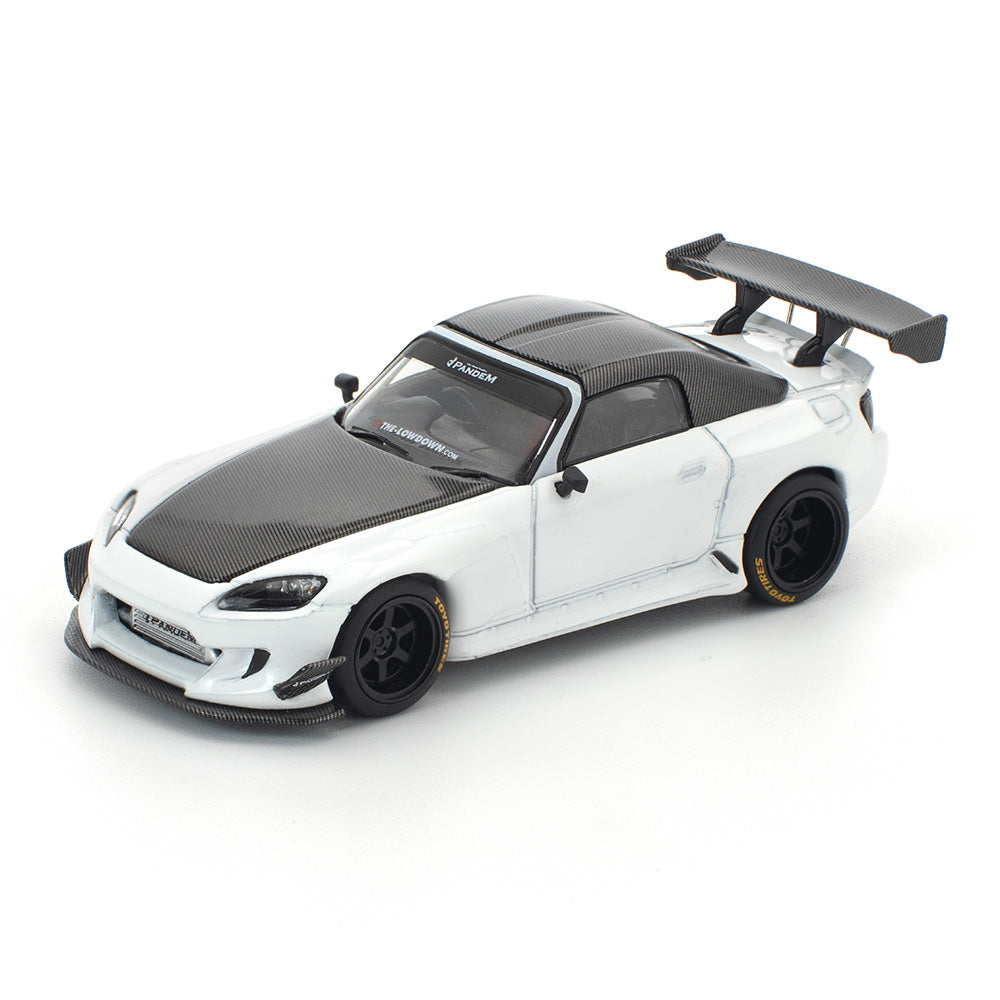 Pop Race Honda S2000 Pandem Soft Top White 1:64 diecast model front left angle