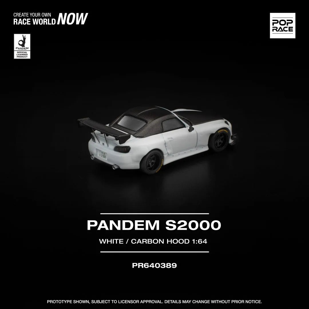 Pop Race Honda S2000 Pandem Soft Top White 1:64 diecast model rear view