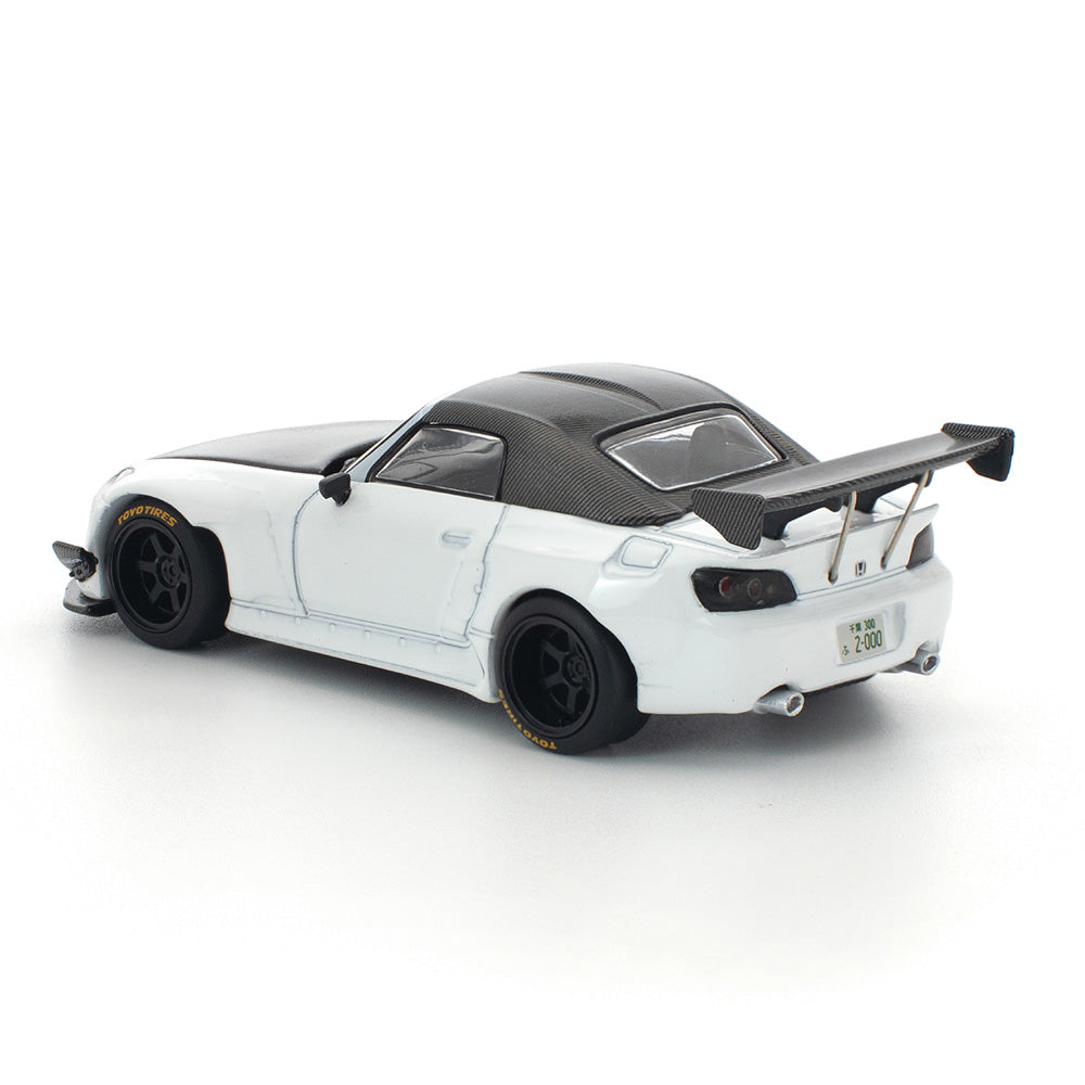 Pop Race Honda S2000 Pandem Soft Top White 1:64 diecast model rear view