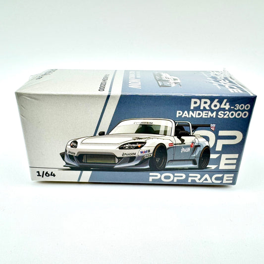 Pop Race Honda S2000 Pandem White 1:64 diecast model car PR64-0300 boxed front view