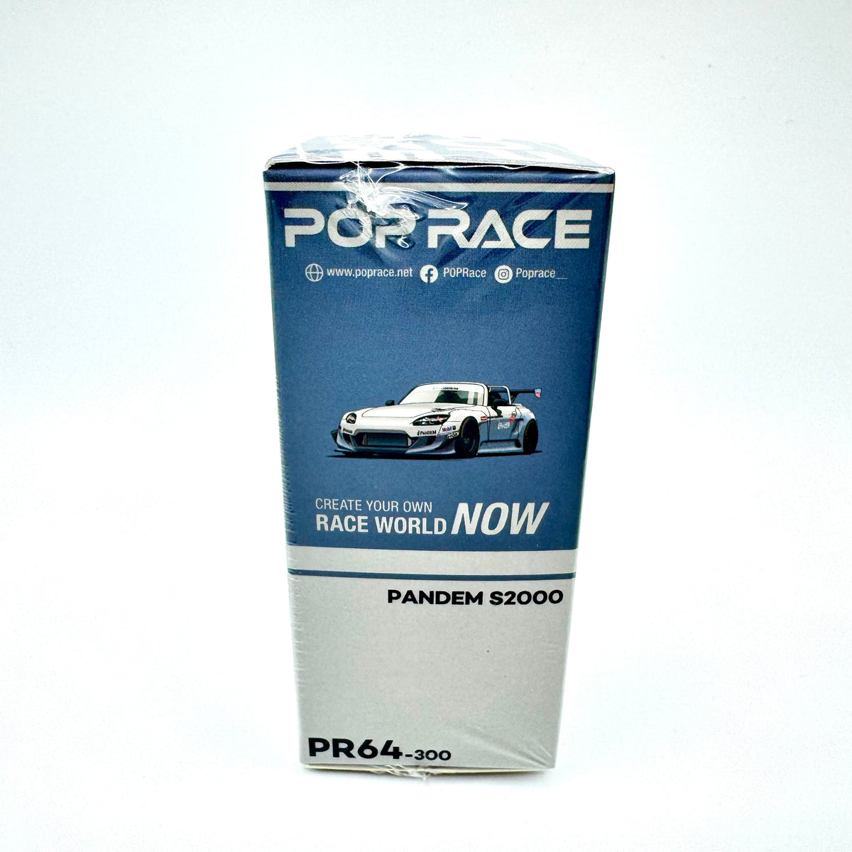 Pop Race Honda S2000 Pandem White 1:64 model car packaging side view