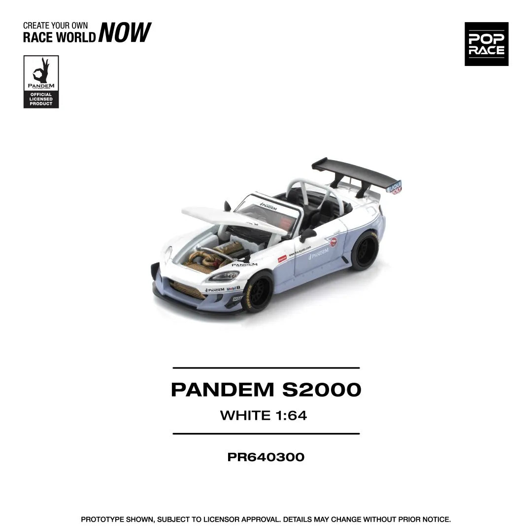 Pop Race Honda S2000 Pandem White 1:64 model detailed engine compartment