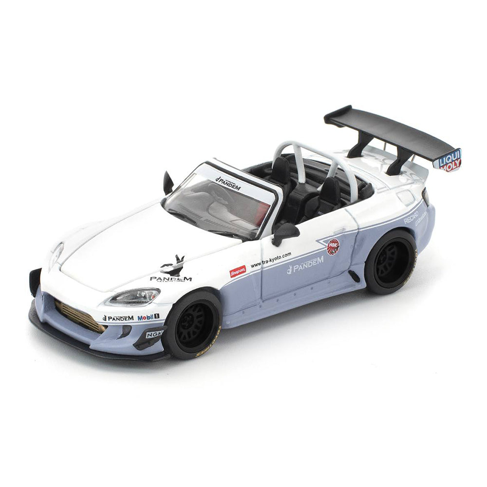 Pop Race Honda S2000 Pandem White 1:64 diecast model front left angle
