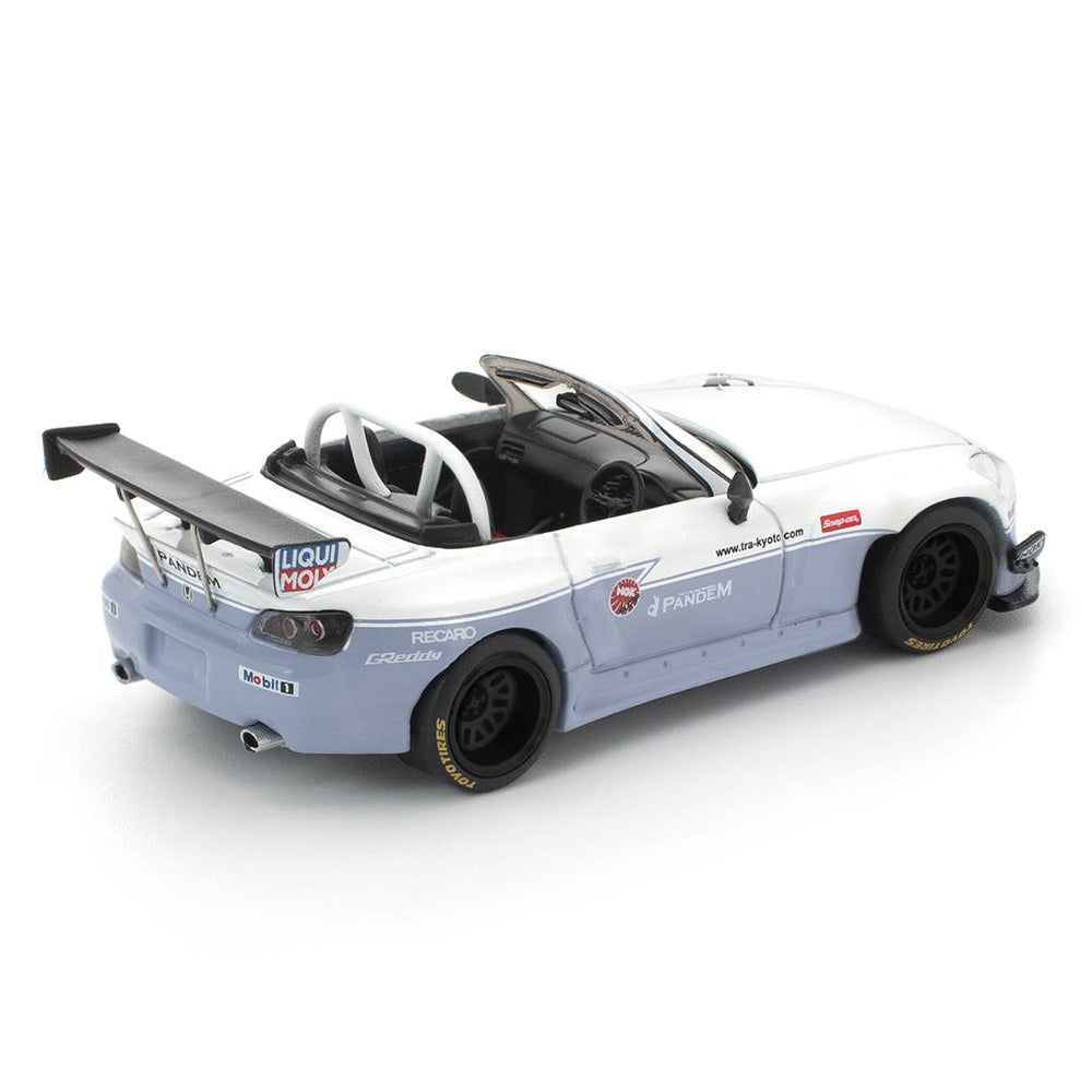 Pop Race Honda S2000 Pandem White 1:64 diecast model rear right angle
