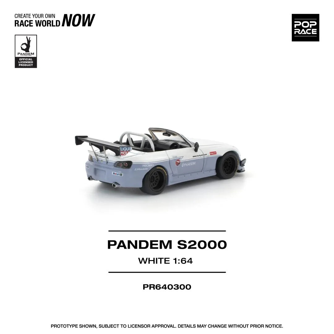 Pop Race Honda S2000 Pandem White 1:64 diecast model right side view
