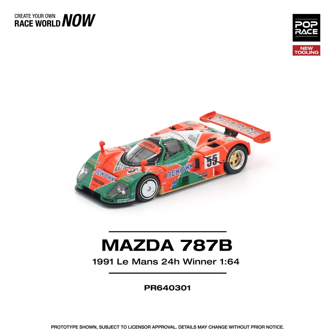 Pop Race Mazda 787B 1991 Le Mans 24H Winner 1:64 diecast model front three-quarter view