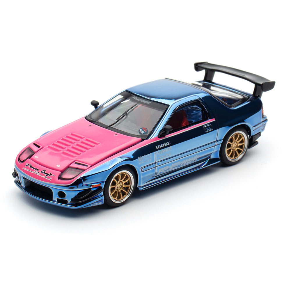 Pop Race Mazda RX-7 FC3S RE-Amemiya Street 7 Chrome 1:64 diecast model front left angle