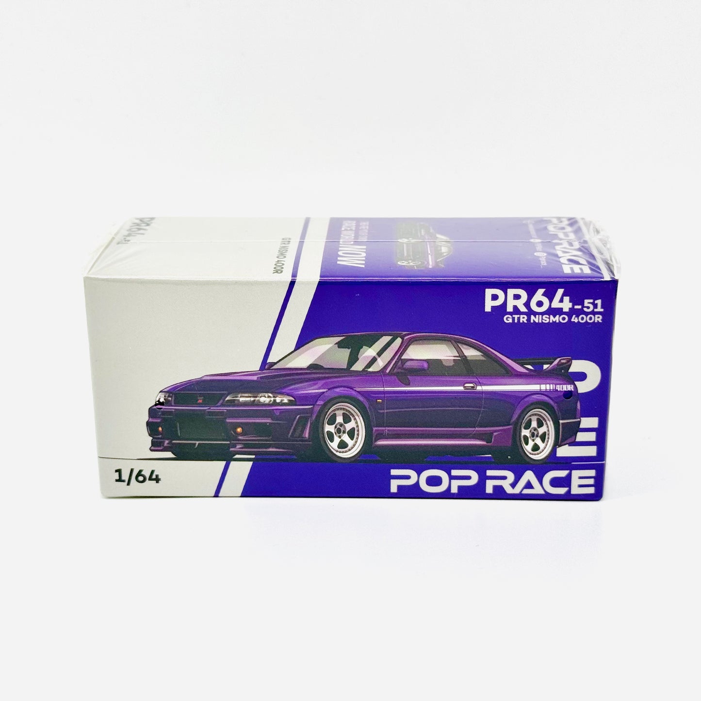 Pop Race Nissan GTR Nismo 400R 1:64 diecast model box front view