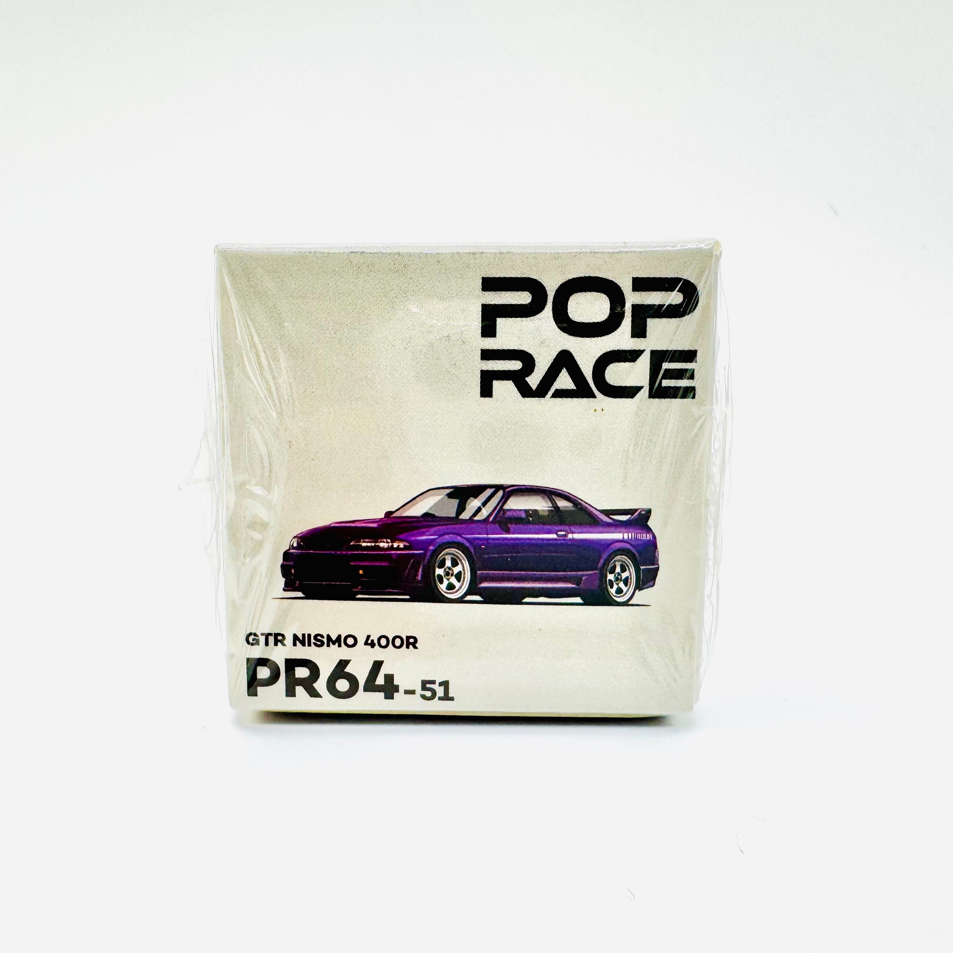 Side view of Pop Race Nissan GTR Nismo 400R 1:64 box