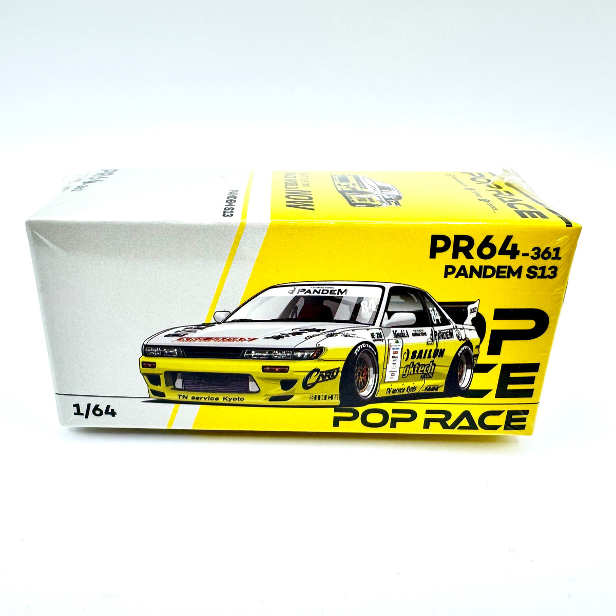 Pop Race Nissan Silvia S13 Pandem 1:64 diecast model car PR64-0361 boxed front view