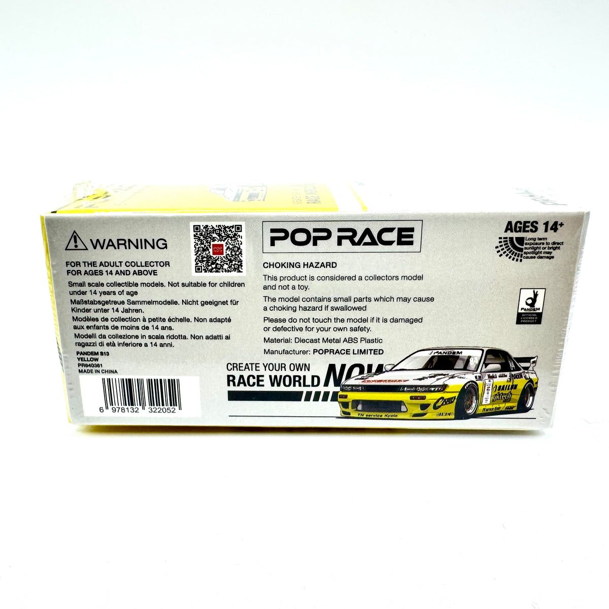 Pop Race Nissan Silvia S13 Pandem 1:64 diecast model car PR64-0361 boxed rear view