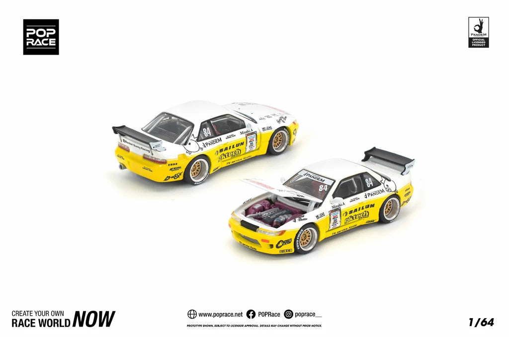 Pop Race Nissan Silvia S13 Pandem 1:64 diecast model front three-quarter view