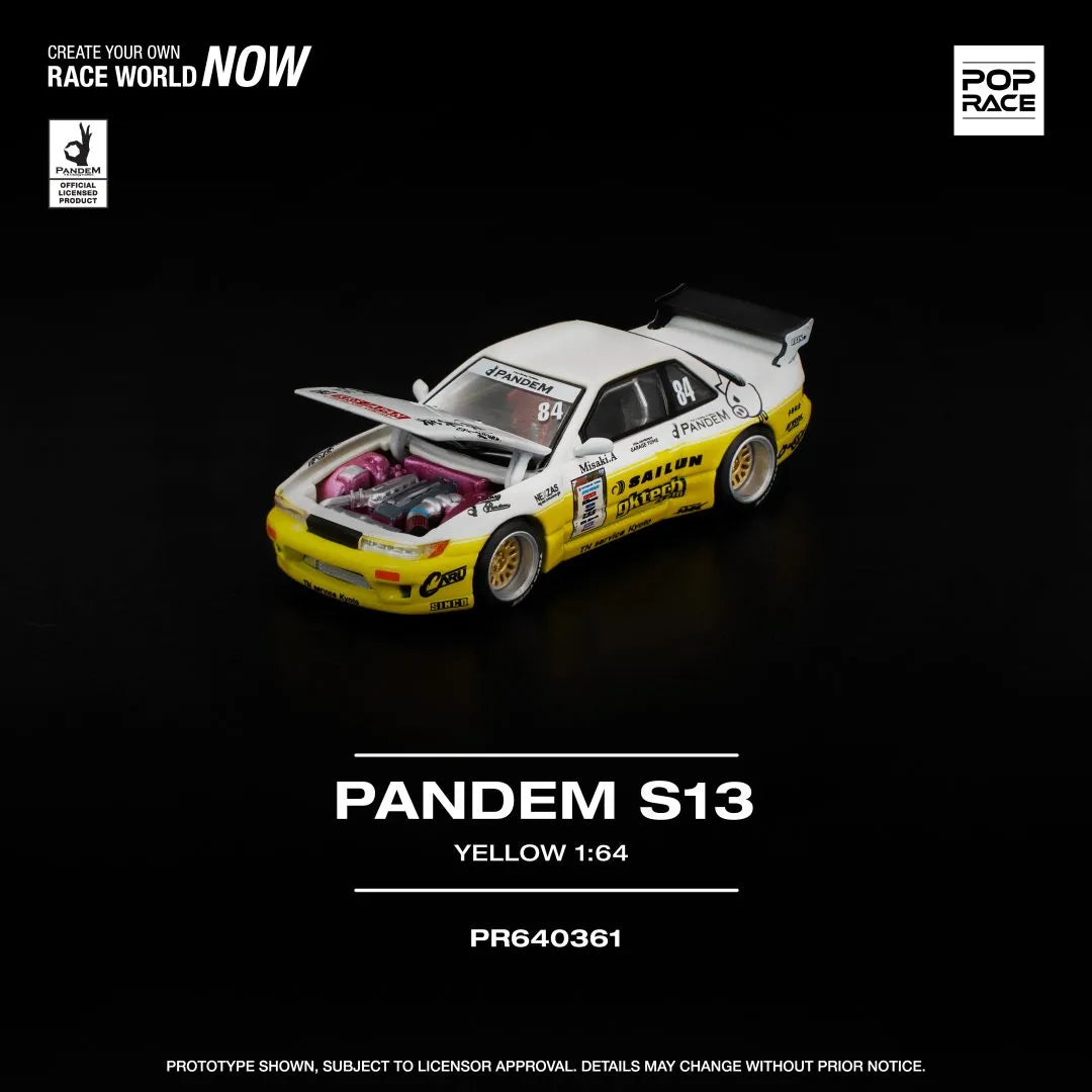 Pop Race Nissan Silvia S13 Pandem 1:64 diecast model front three-quarter view