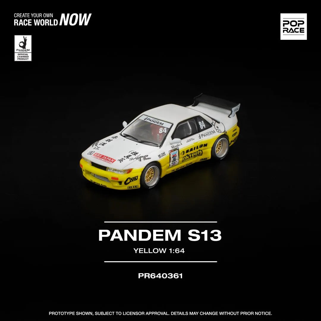 Pop Race Nissan Silvia S13 Pandem 1:64 diecast model front three-quarter view