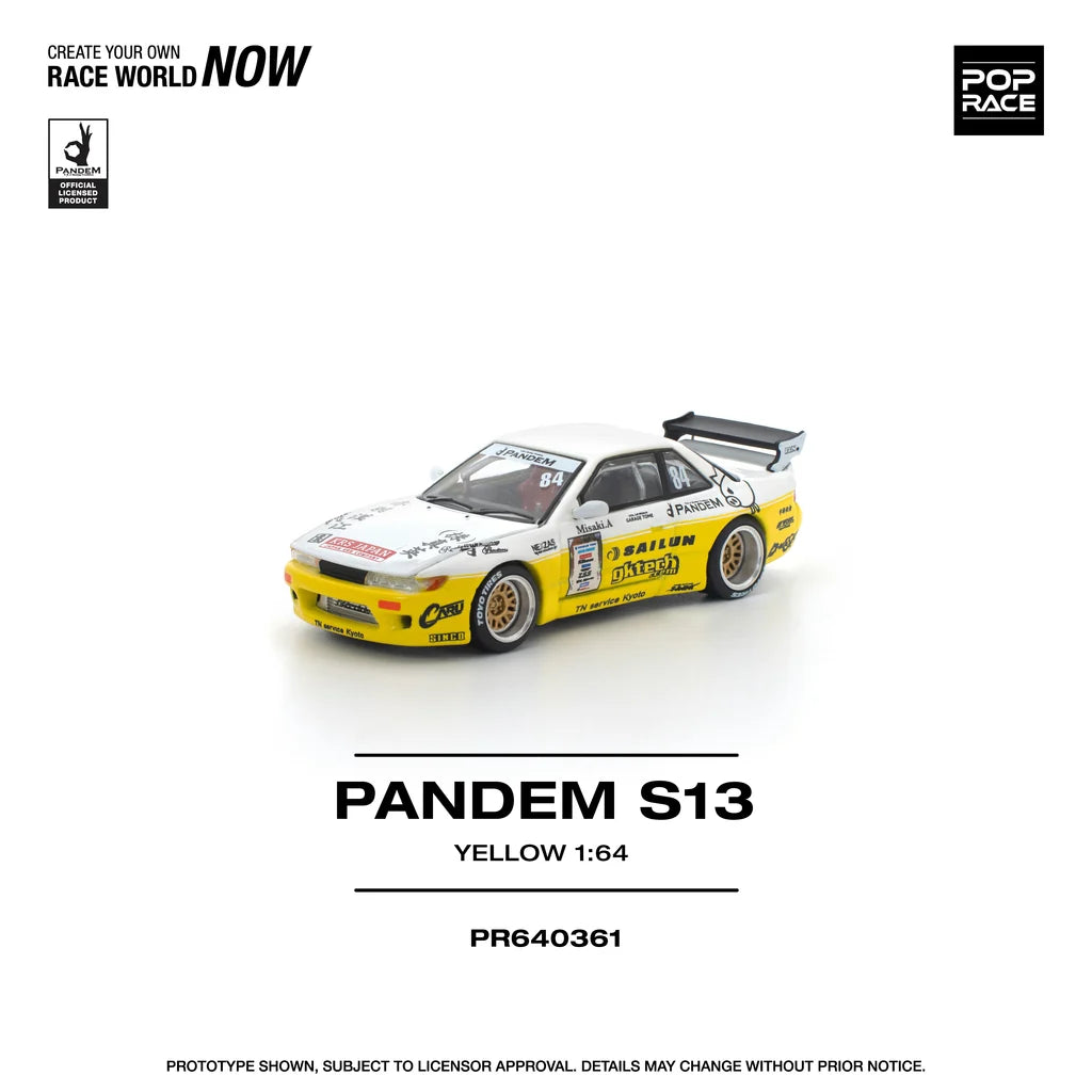 Pop Race Nissan Silvia S13 Pandem 1:64 diecast model front three-quarter view