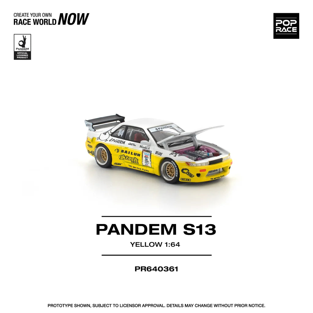 Pop Race Nissan Silvia S13 Pandem 1:64 diecast model front three-quarter view