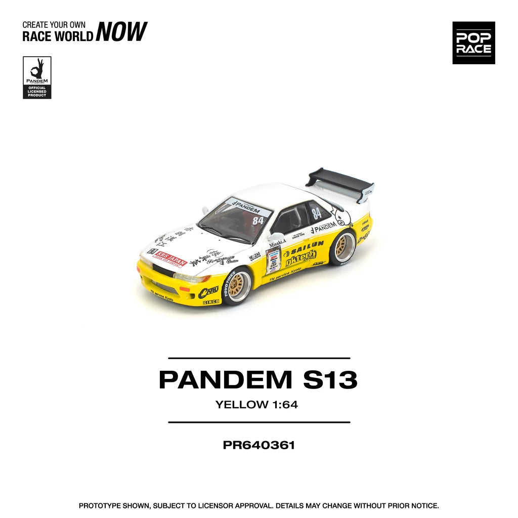 Pop Race Nissan Silvia S13 Pandem 1:64 diecast model front three-quarter view