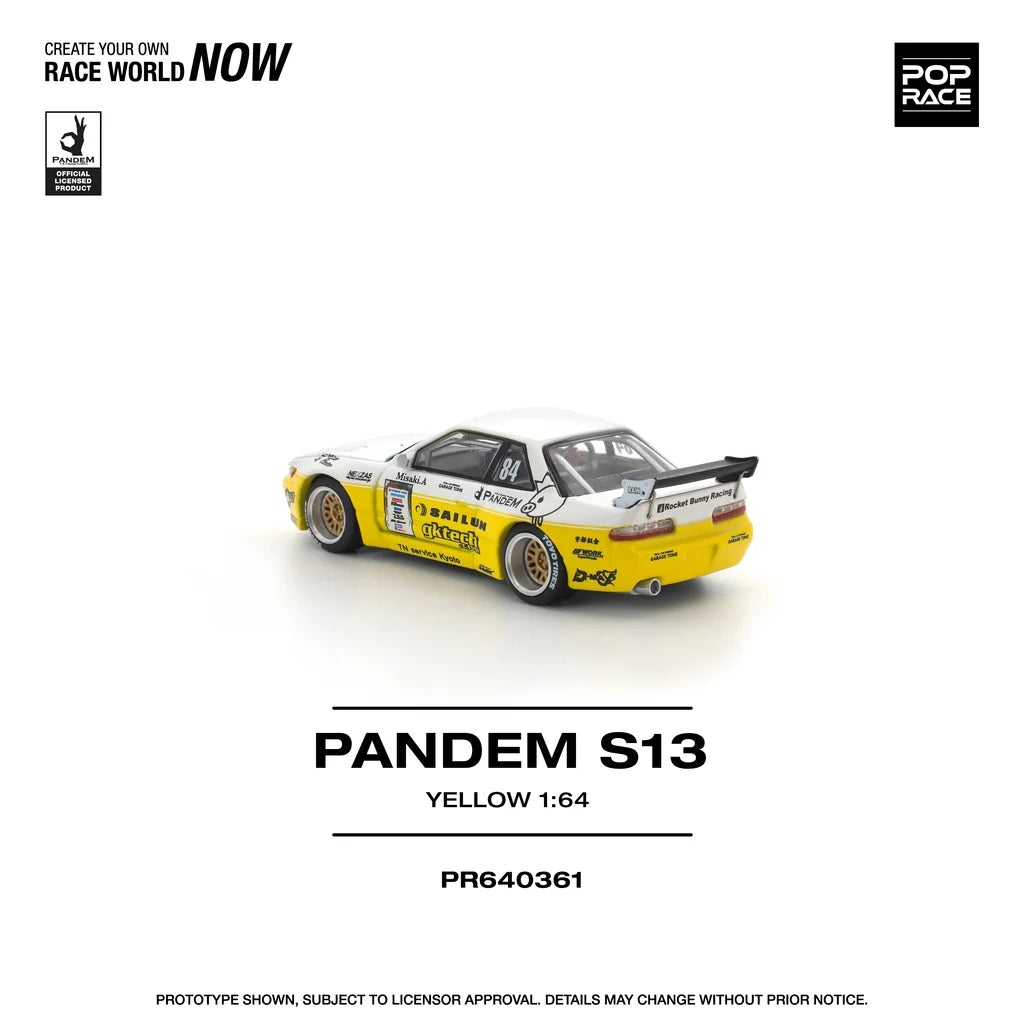 Pop Race Nissan Silvia S13 Pandem 1:64 diecast model rear three-quarter view