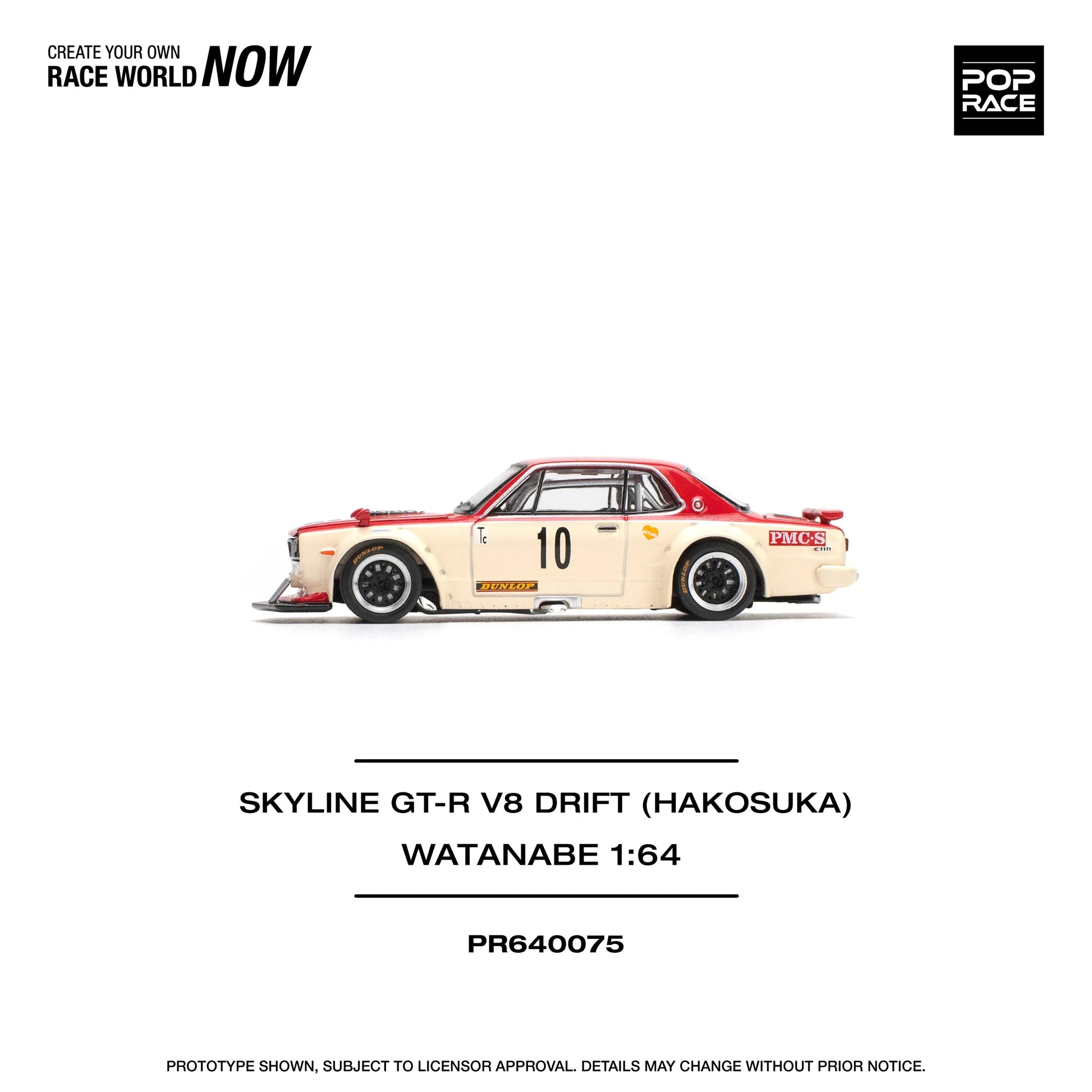 Pop Race Nissan Skyline GT-R Hakosuka V8 Drift Watanabe 1:64 diecast model left side view