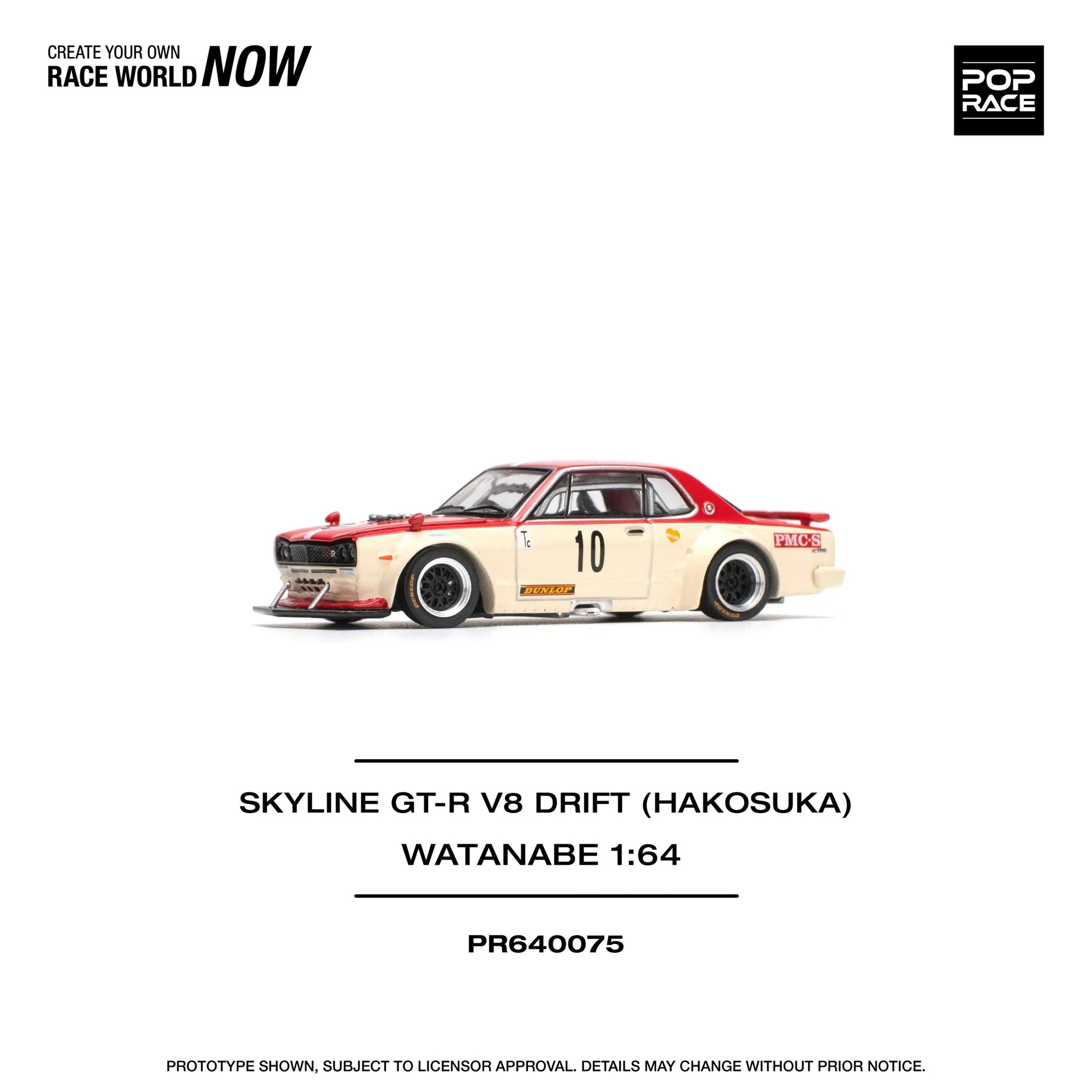 Pop Race Nissan Skyline GT-R Hakosuka V8 Drift Watanabe 1:64 diecast model left side view