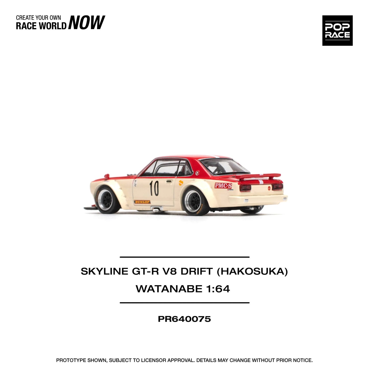 Pop Race Nissan Skyline GT-R Hakosuka V8 Drift Watanabe 1:64 diecast model left side view