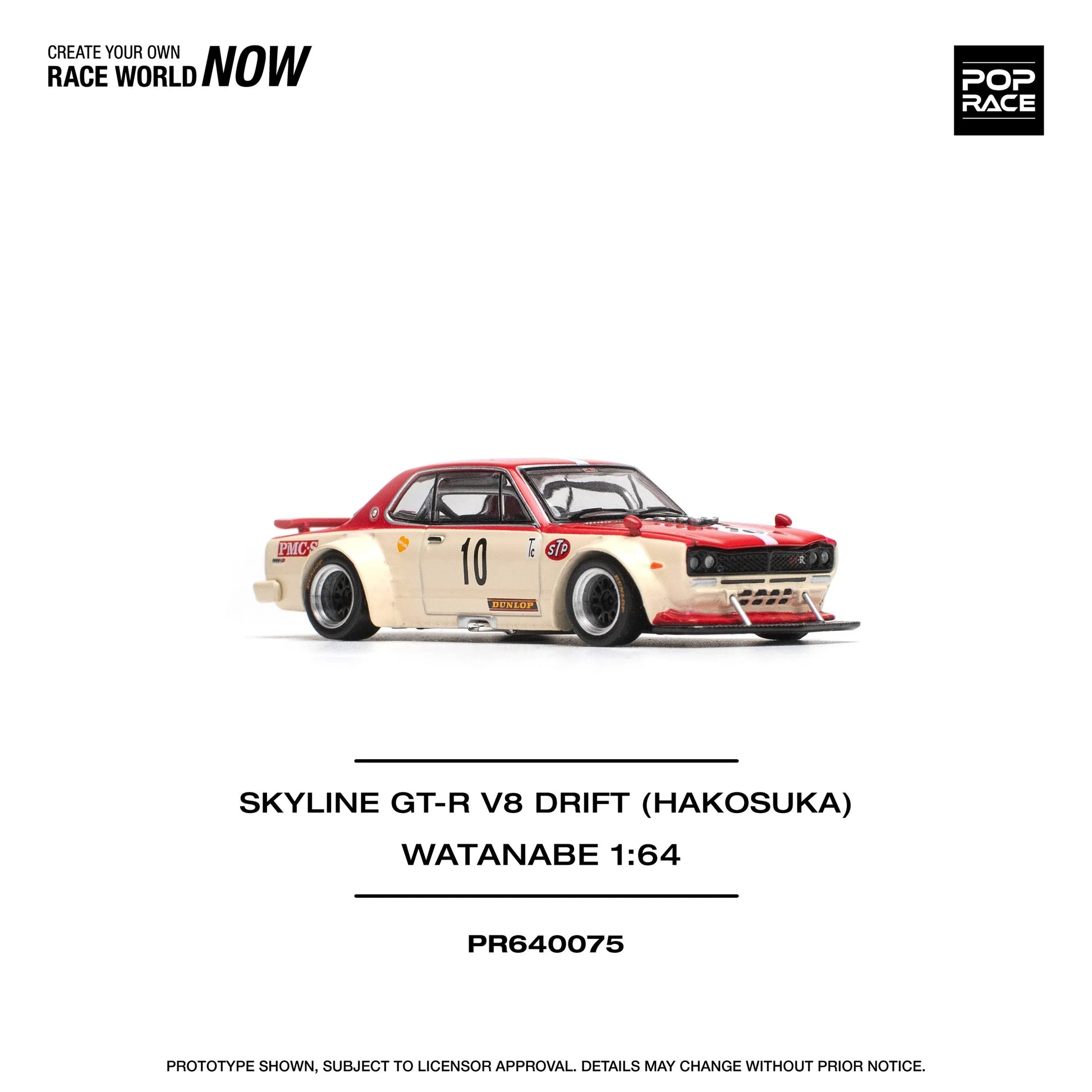 Pop Race Nissan Skyline GT-R Hakosuka V8 Drift Watanabe 1:64 diecast model right side view