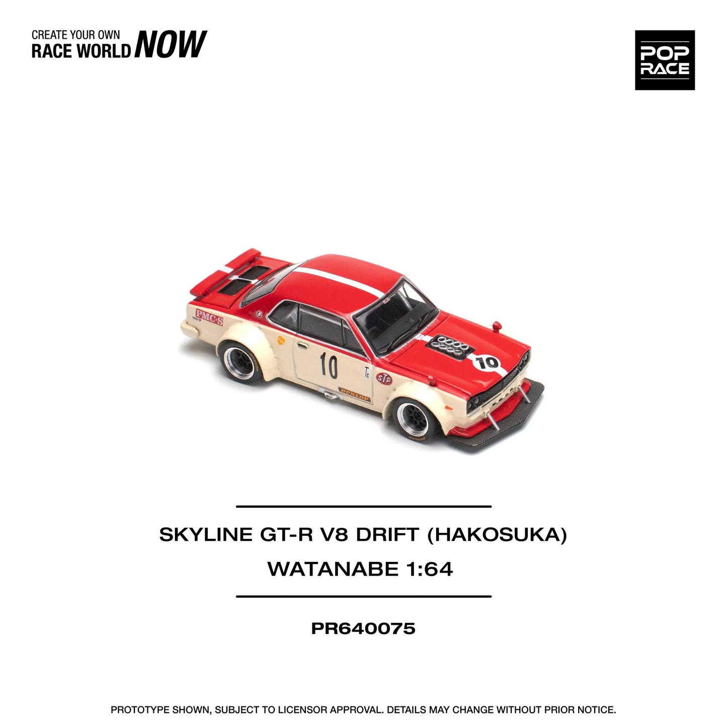 Pop Race Nissan Skyline GT-R Hakosuka V8 Drift Watanabe 1:64 diecast model right side view