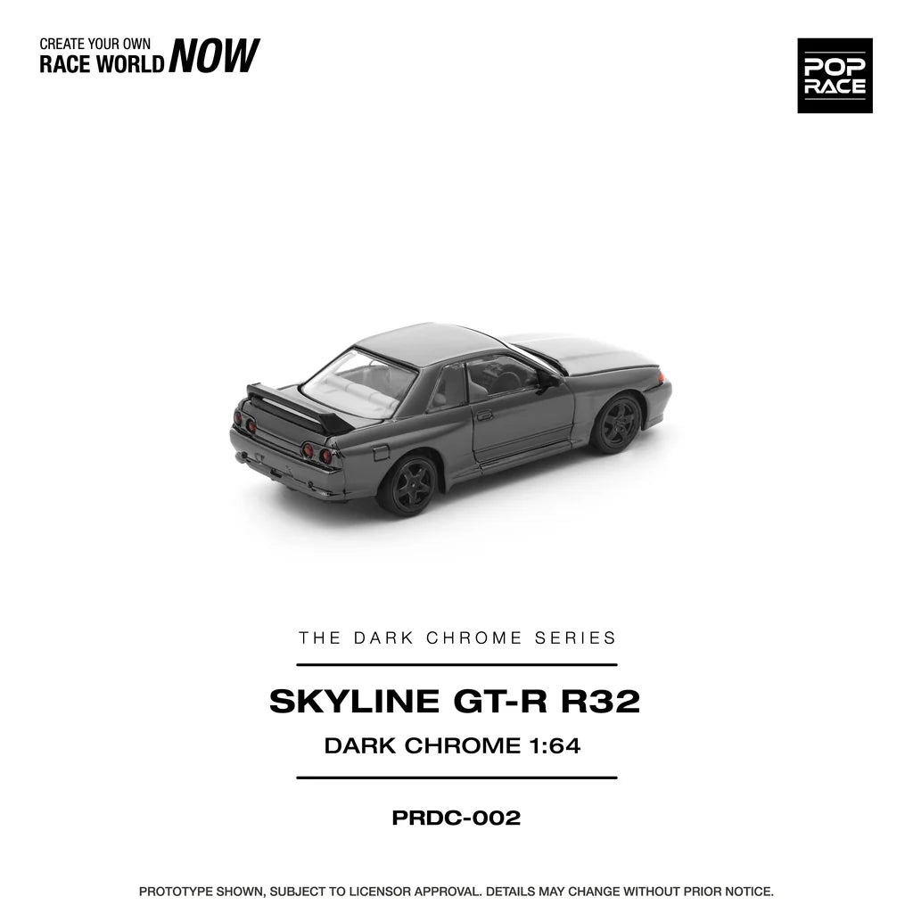 Pop Race Nissan Skyline GT-R R32 Dark Chrome 1:64 diecast model car rear view