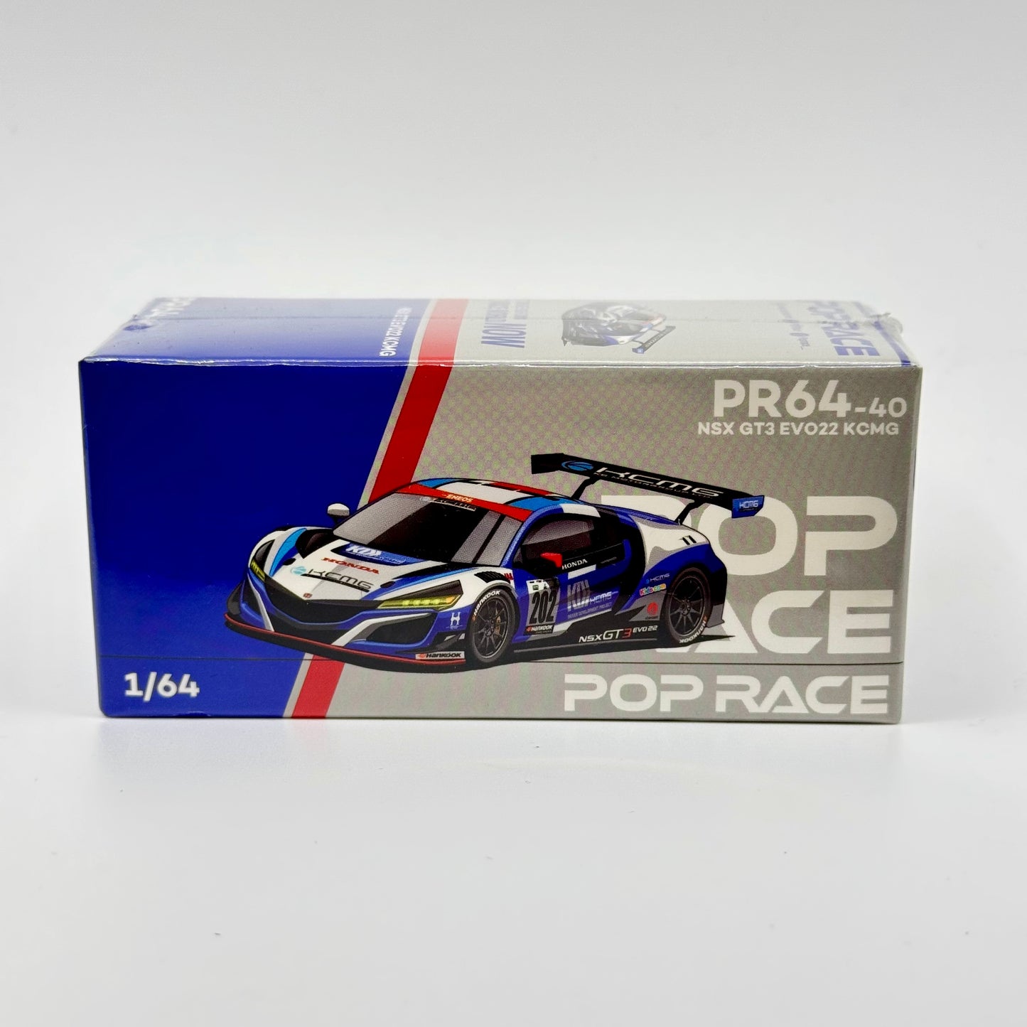 Pop Race PR64-0040 NSX GT3 EVO22 KCMG 1:64 diecast box front view