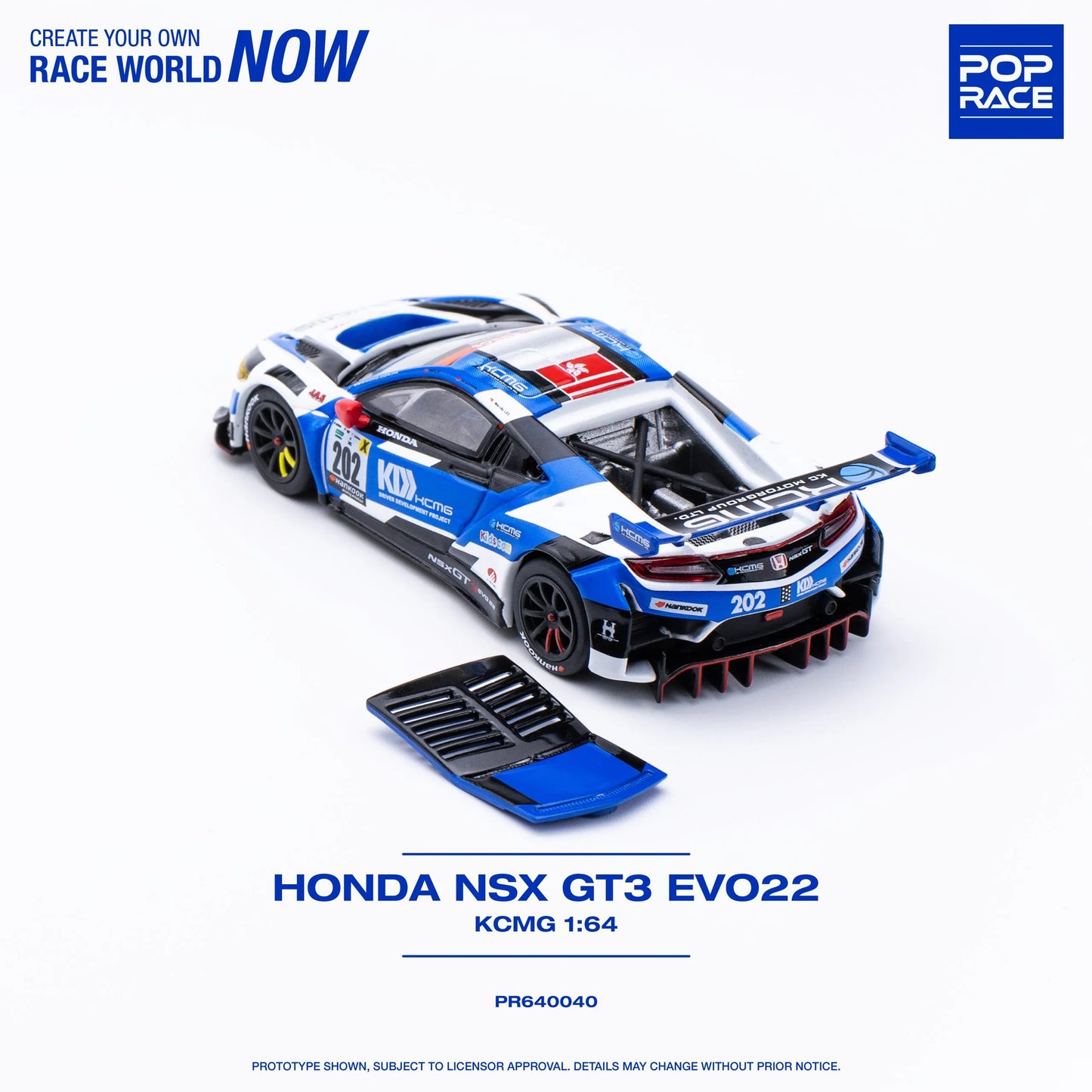 NSX GT3 EVO22 KCMG 1:64 diecast rear close detail