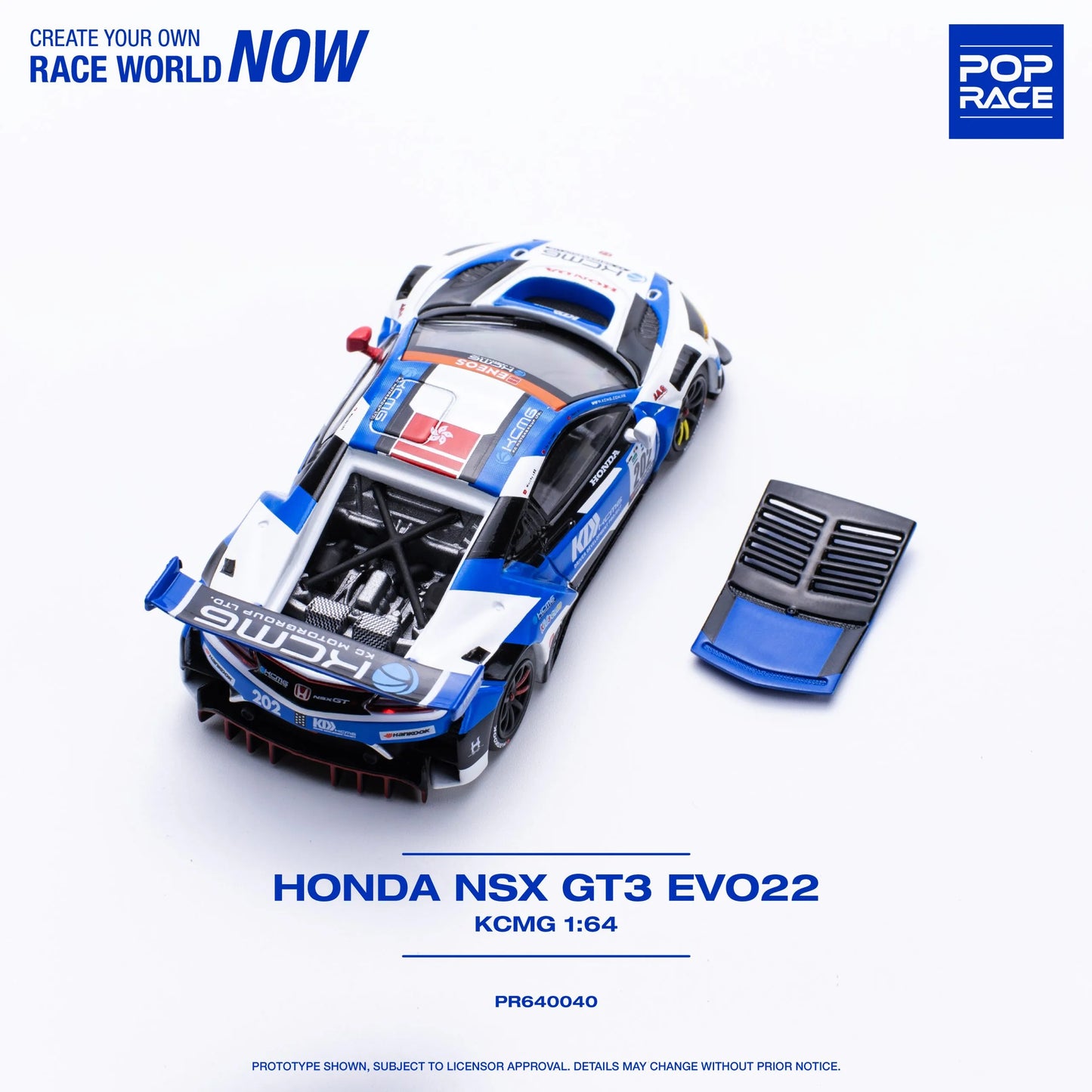 Pop Race NSX GT3 EVO22 KCMG diecast top view