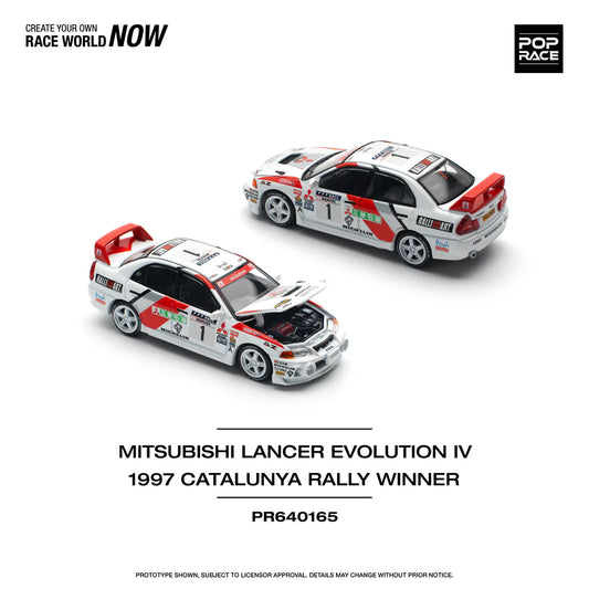 Mitsubishi Evo IV Rally Catalunya 1997 diecast front and rear angle