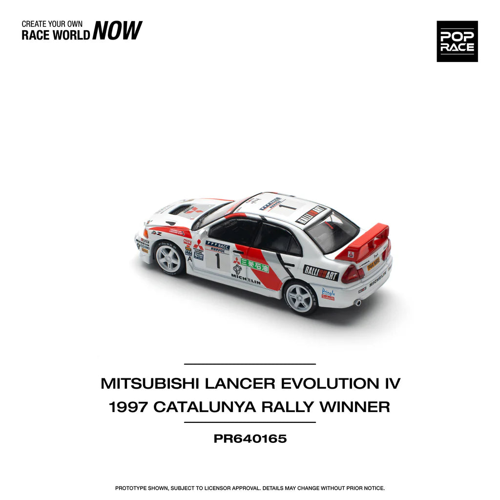 Pop Race Mitsubishi Evo IV Rally Catalunya 1997 diecast top view