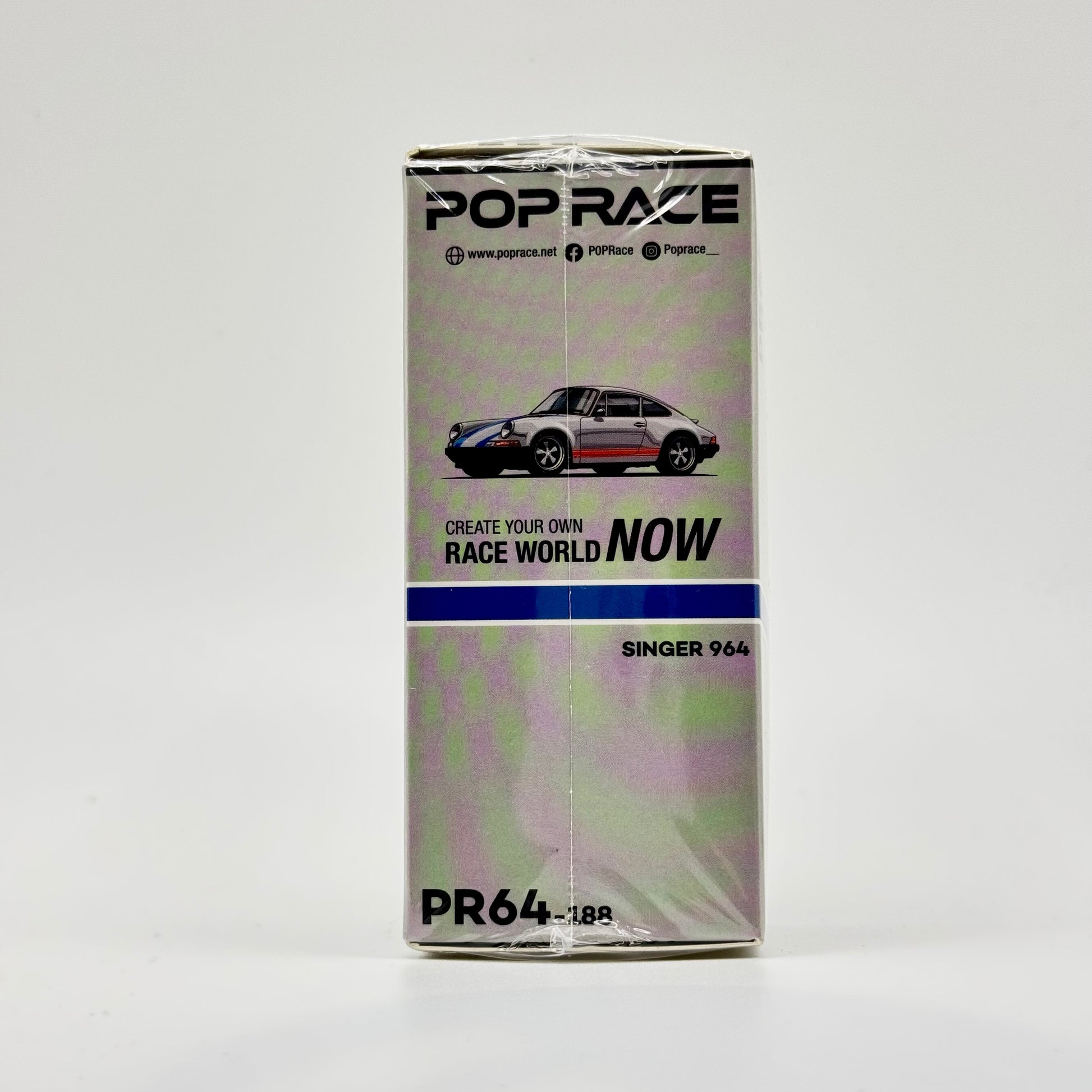 Pop Race Singer 964 1:64 diecast model packaging angled view