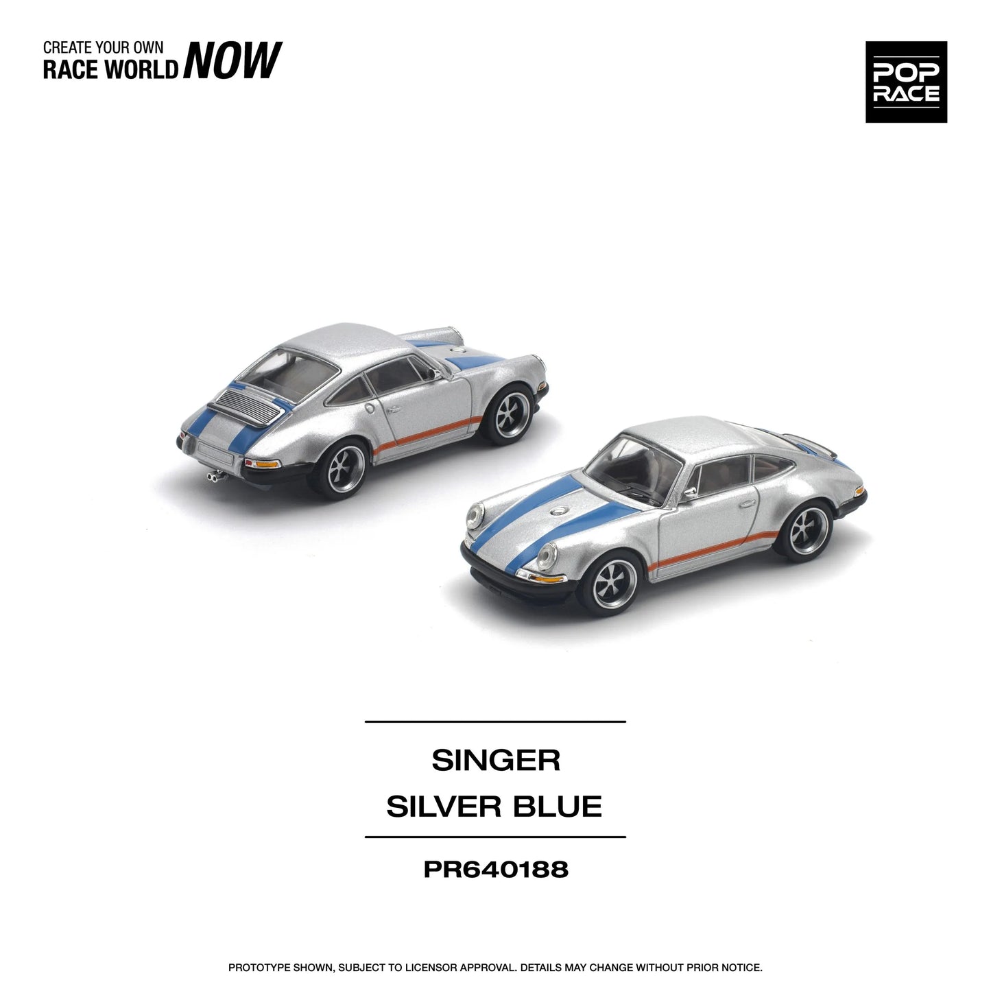 Singer 964 Porsche 911 1:64 diecast model front and back angle view