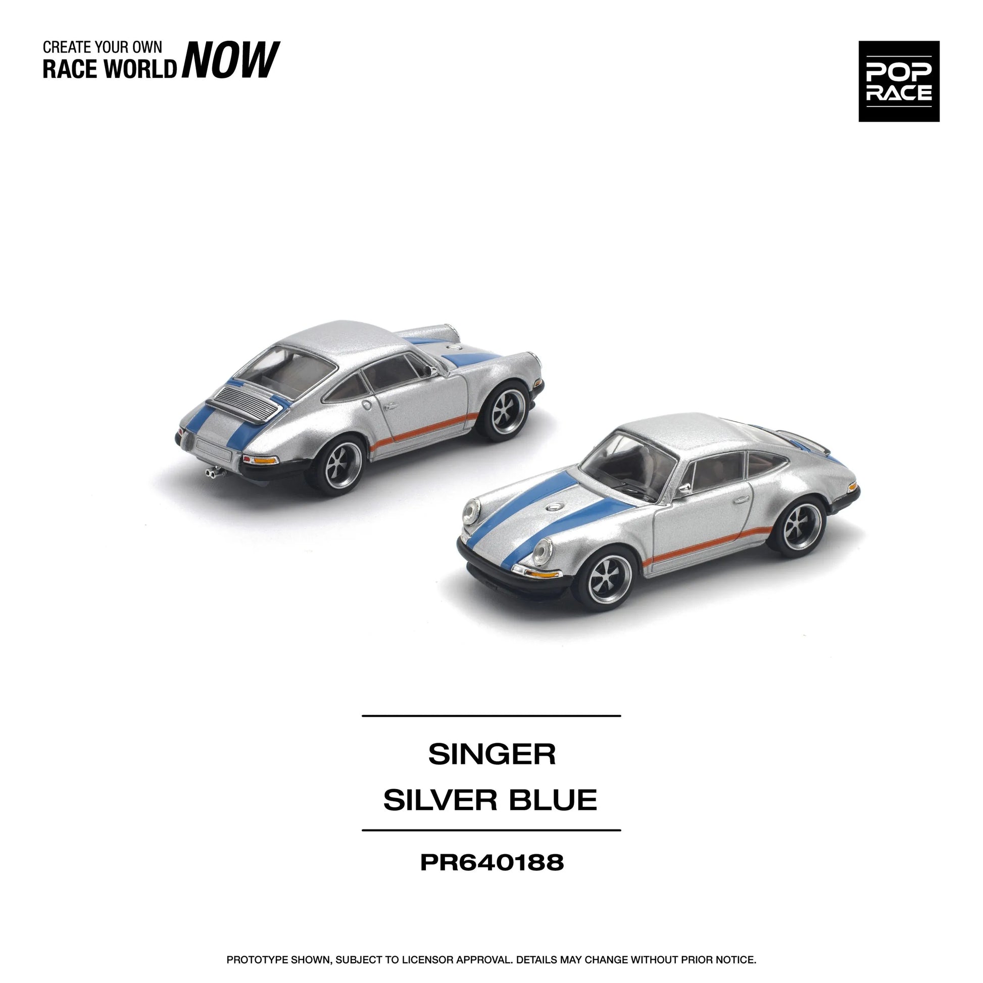 Singer 964 Porsche 911 1:64 diecast model front and back angle view