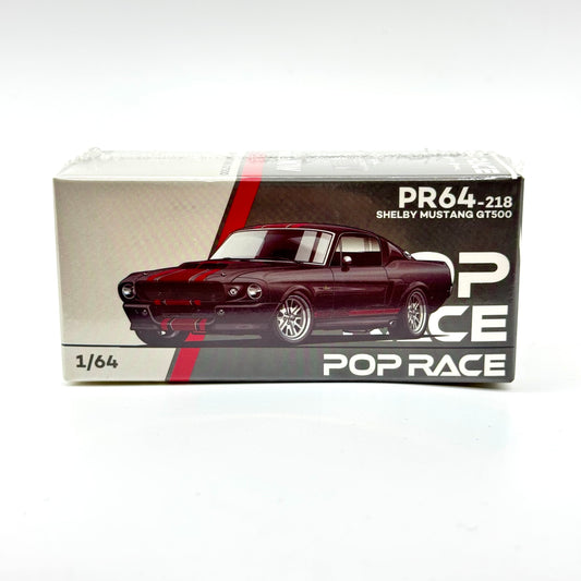 Pop Race PR64-0218 1967 Shelby Mustang GT500 Dark Chrome 1:64 diecast box front view