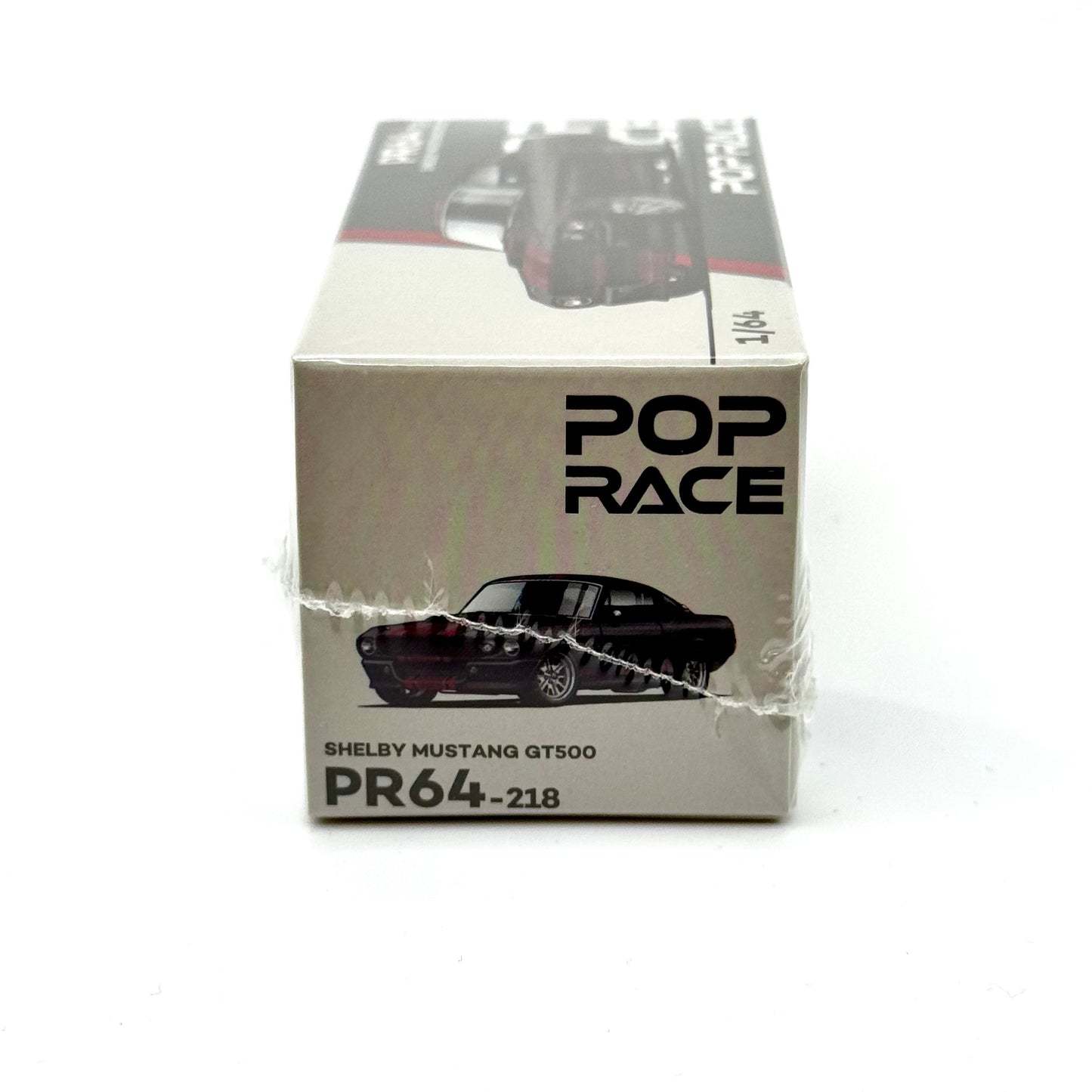 Pop Race 1967 Shelby Mustang GT500 Dark Chrome 1:64 diecast box side